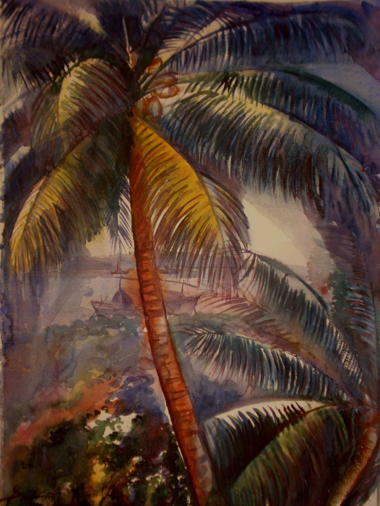 Satyajit Chanda 36 Title-Bank of Rever Medium-Water Colour Size-30''X20'' (2)